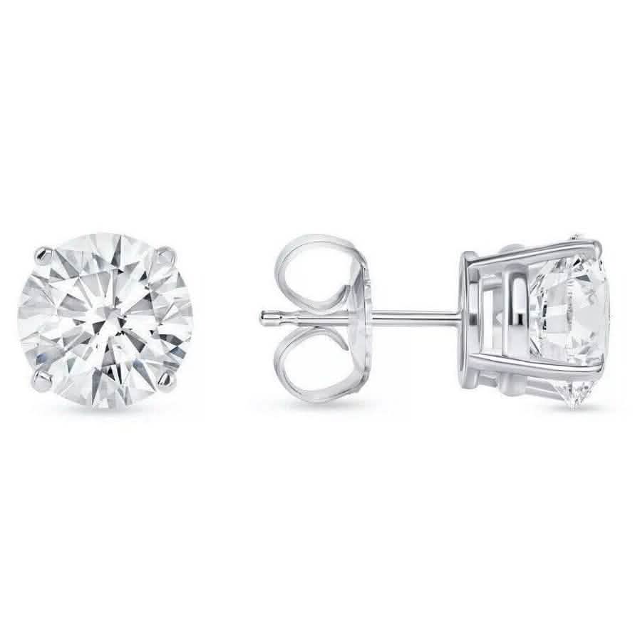 4 Ct Round Cut FL/D Lab Created White Sapphire Stud Earrings 14K White Gold