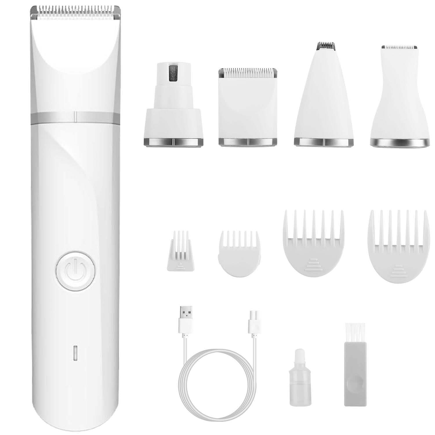 4-in-1 電動ペット用犬猫グルーミングキット コードレス充電式