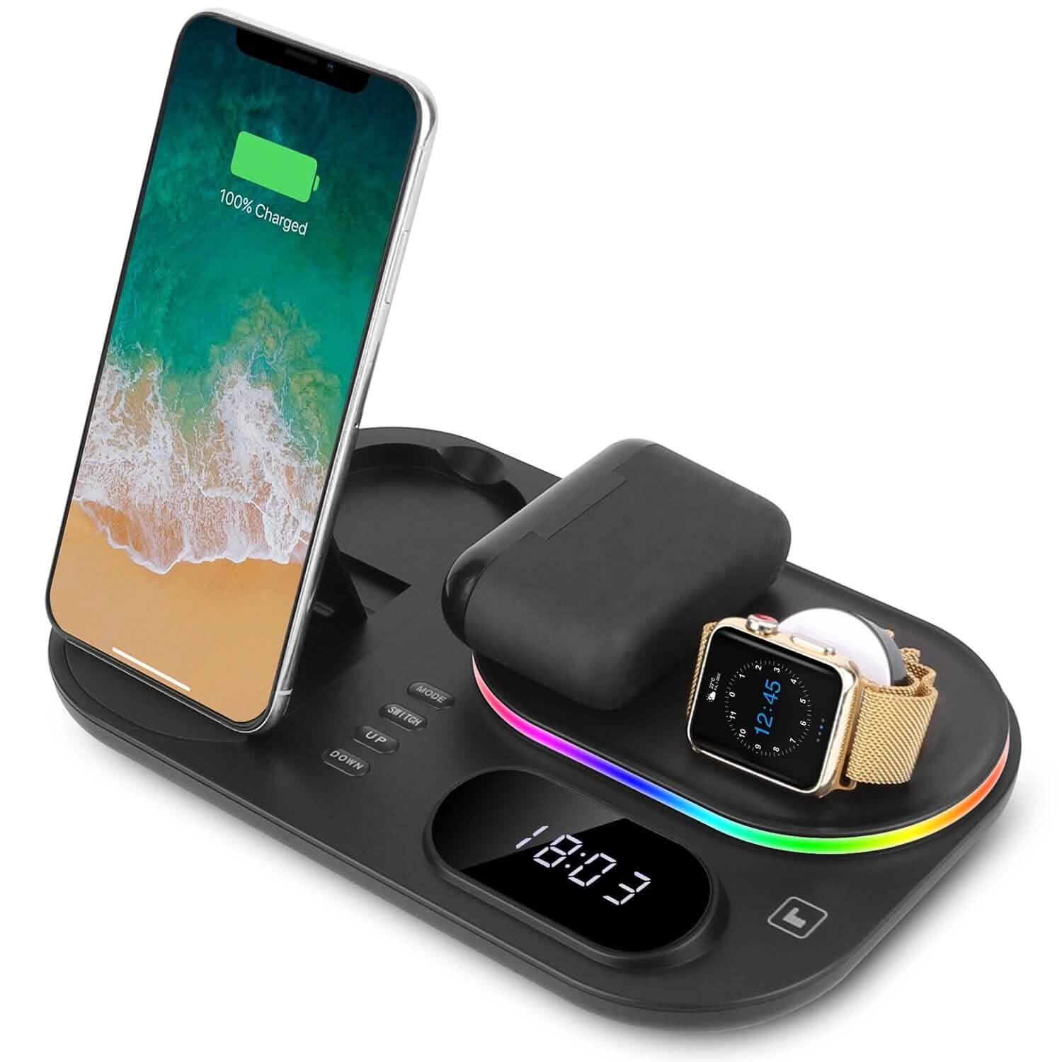 4-in-1 折りたたみ式ワイヤレス充電ステーションスタンドドック