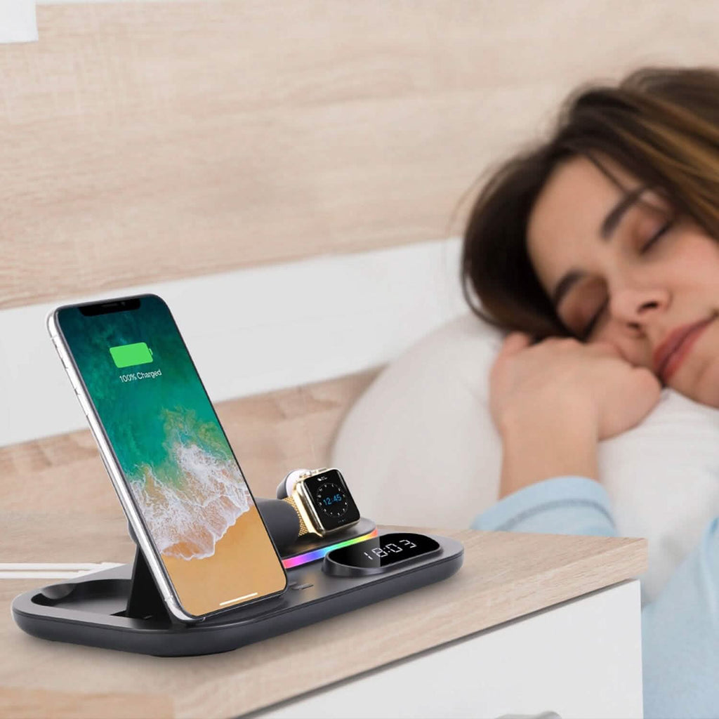 4-in-1 折りたたみ式ワイヤレス充電ステーションスタンドドック