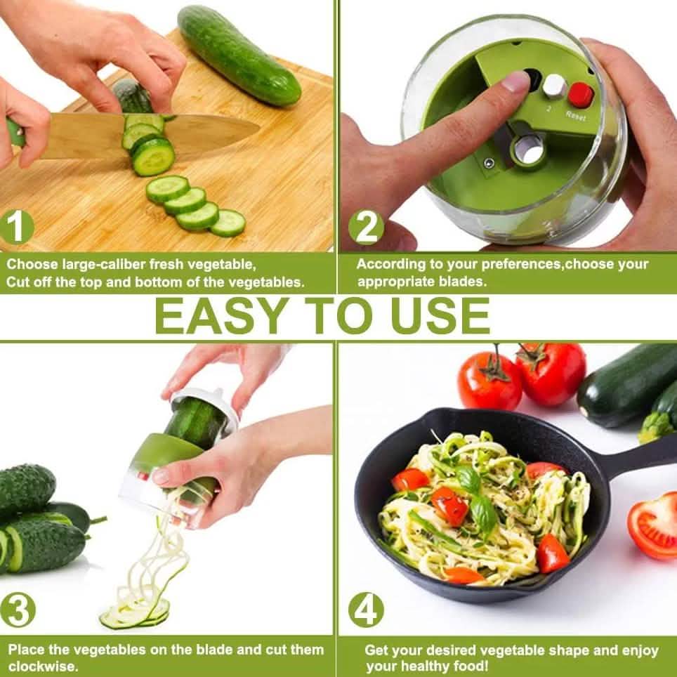 Râpe Spirale Réglable 4-en-1 pour Fruits et Légumes