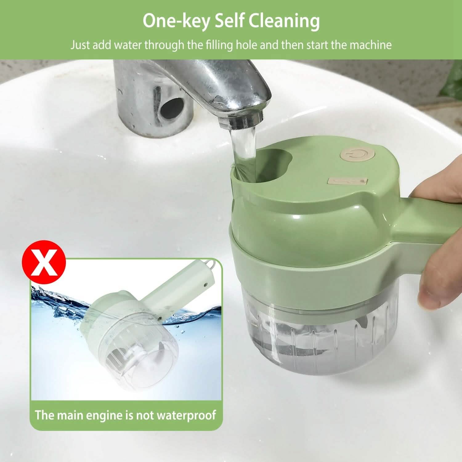 4-in-1 Handheld Electric Vegetable Chopper, Grinder, Slicer and Dicer