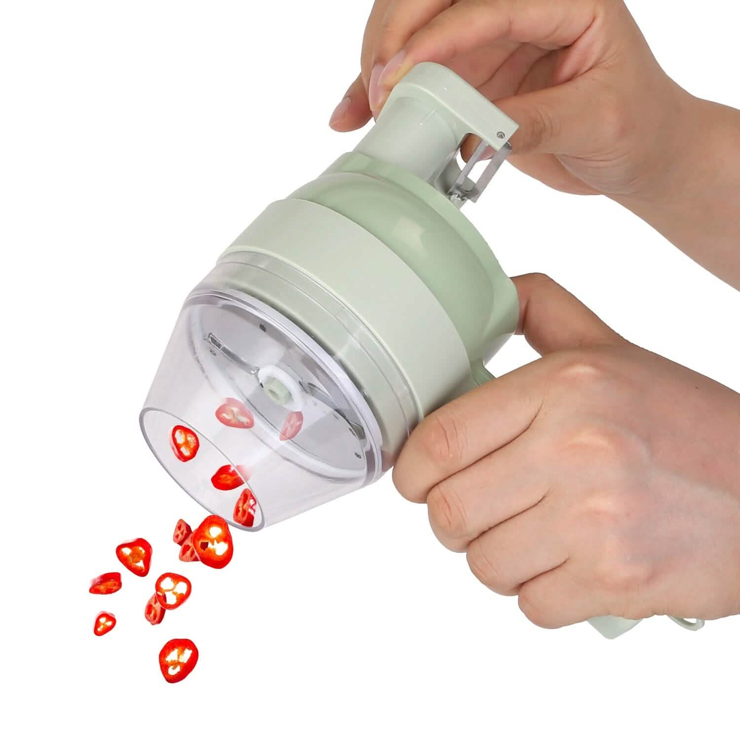 4-in-1 Handheld Electric Vegetable Chopper, Grinder, Slicer and Dicer