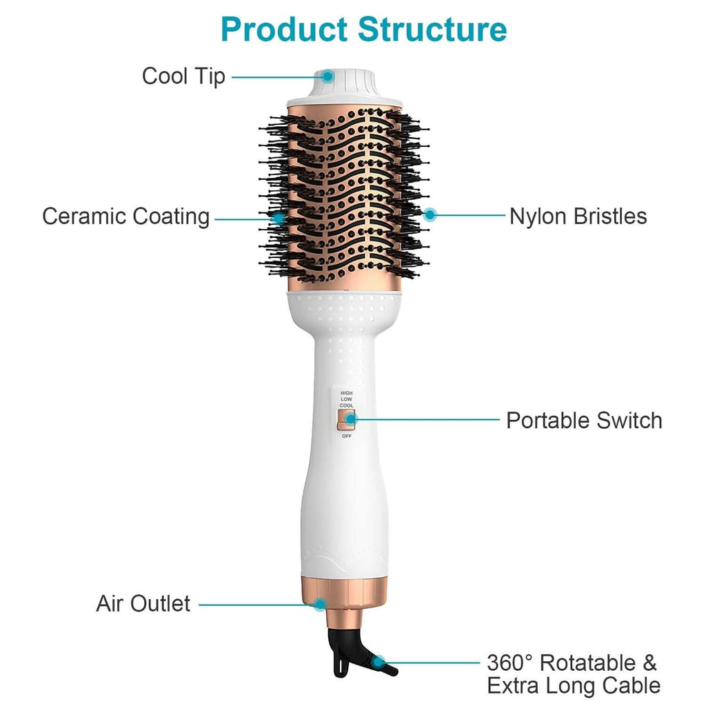 4-in-1ヘアドライヤーブラシ カーリングスタイラー ボリューマイザー ストレートナー マイナスイオン＆アンチフリッズ