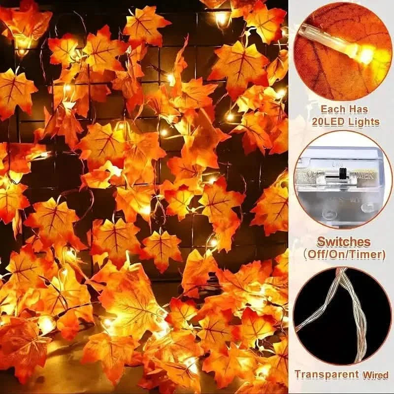 4-Pack: 2M 20LED Fall Garland Fall Decorations LED