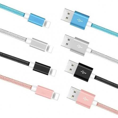 4本セット 6フィート ヘビーデューティ編み込みiPhone USB充電ケーブルコード
