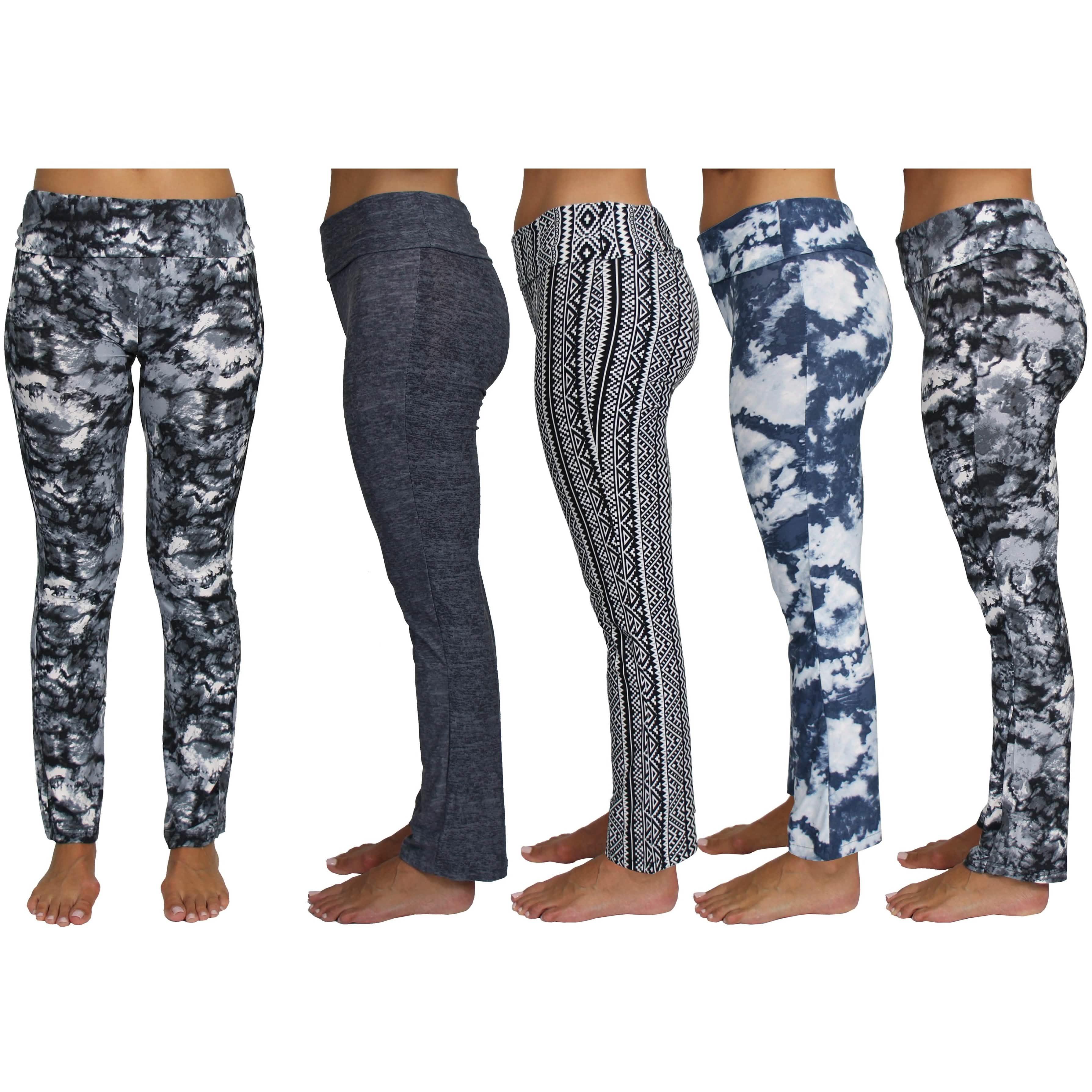 Lot de 4 : Pantalons de yoga de performance active extensibles et variés pour femme, avec évacuation de l'humidité