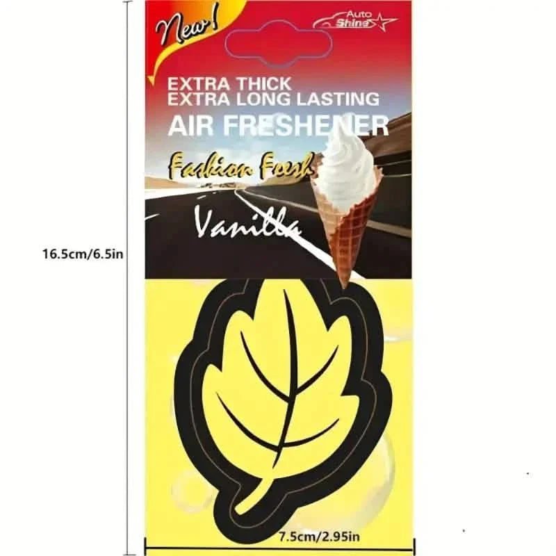 4-Pack: Car Air Freshener Natural Scented Tea Paper Auto Hanging Vanilla Perfume Fragrance Leaf Shape