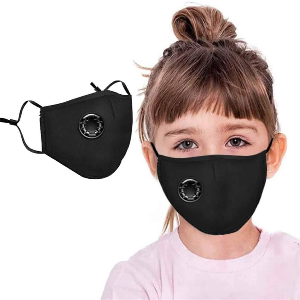 Lot de 4 masques foulards réutilisables et lavables pour enfants, avec valve respiratoire