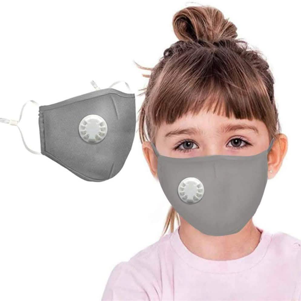 Lot de 4 masques foulards réutilisables et lavables pour enfants, avec valve respiratoire