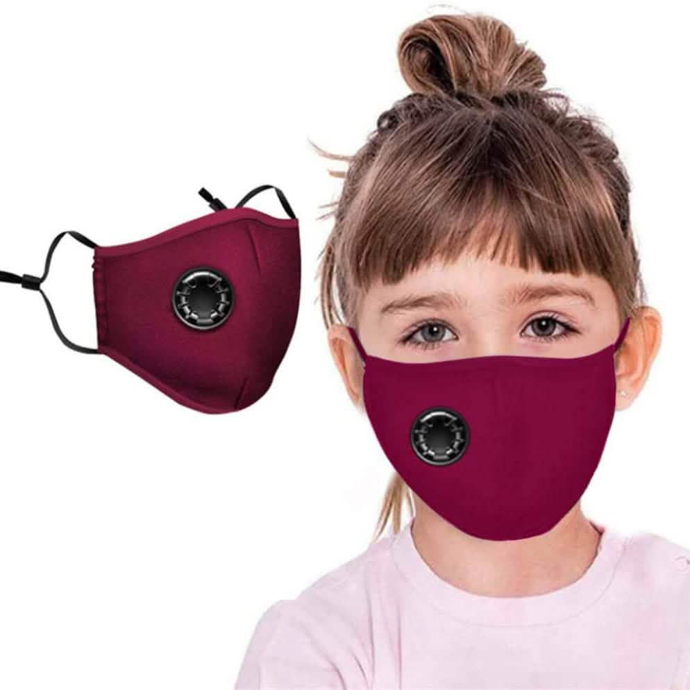 Lot de 4 masques foulards réutilisables et lavables pour enfants, avec valve respiratoire