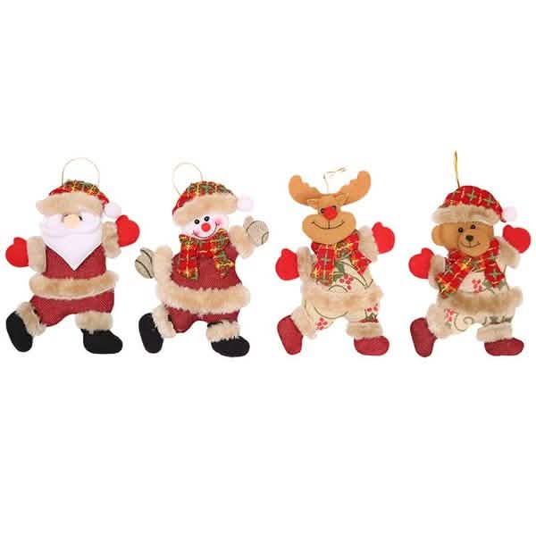 Lot de 4 : pendentifs poupées de Noël