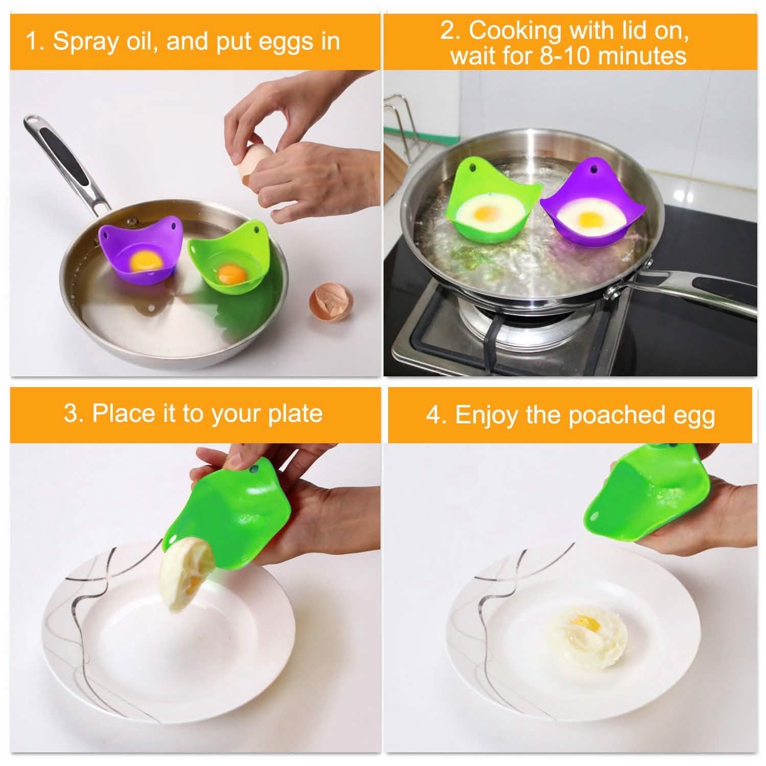 Lot de 4 : Poches à œufs en silicone