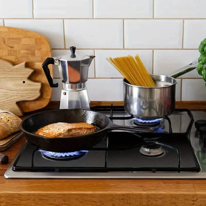 Lot de 4 : Protections de brûleurs de cuisinière à gaz – Revêtements de protection de cuisinière en PVC antiadhésifs et réutilisables