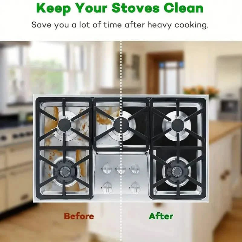 Lot de 4 : Protections de brûleurs de cuisinière à gaz – Revêtements de protection de cuisinière en PVC antiadhésifs et réutilisables