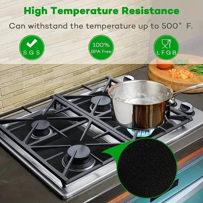 Lot de 4 : Protections de brûleurs de cuisinière à gaz – Revêtements de protection de cuisinière en PVC antiadhésifs et réutilisables