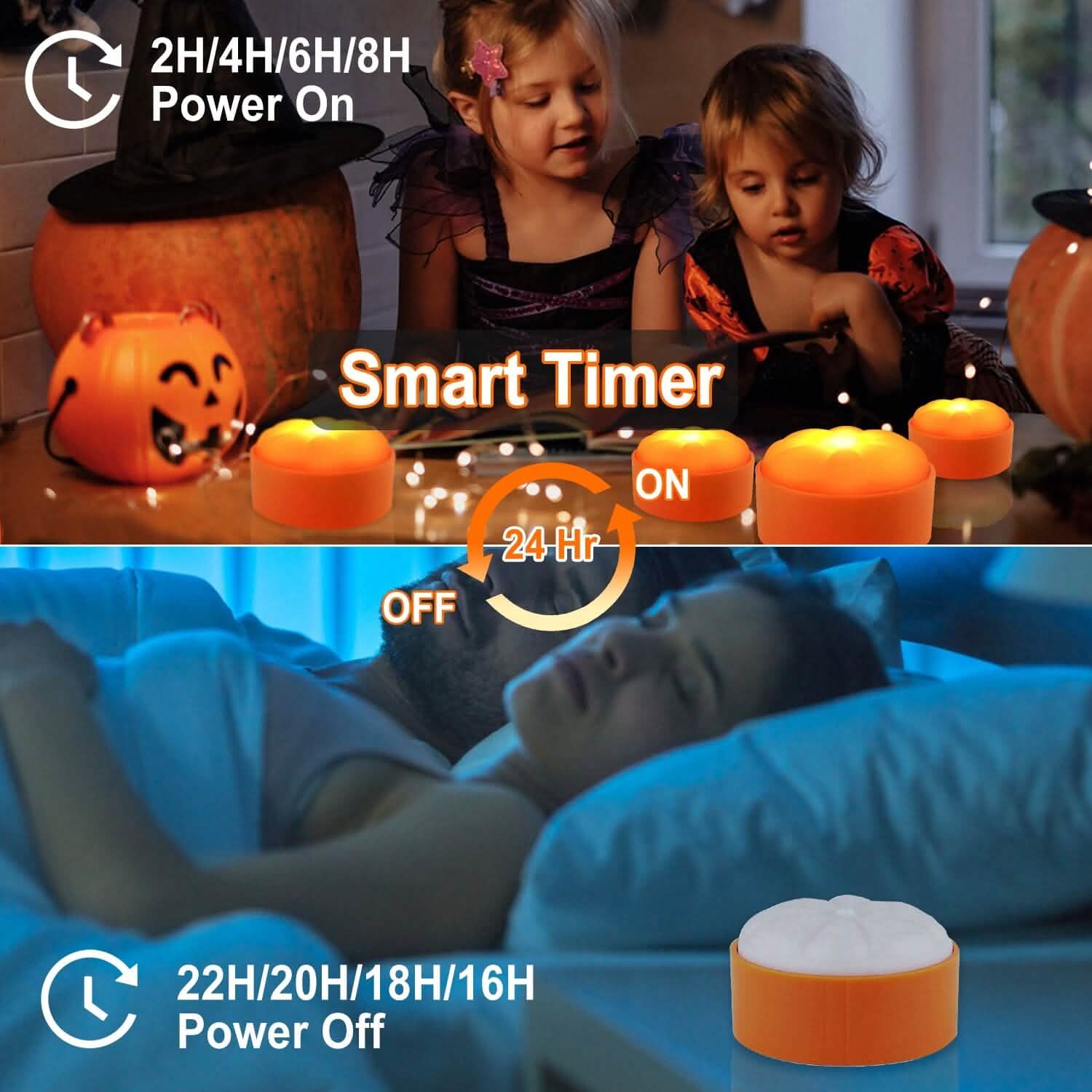 4個セット：ハロウィンLEDパンプキンライト 電池式 2つのライトモード 4つのタイマー設定付き
