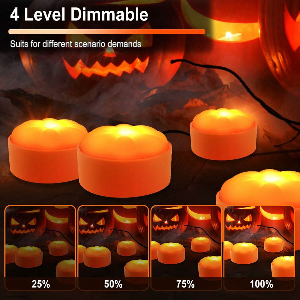 4個セット：ハロウィンLEDパンプキンライト 電池式 2つのライトモード 4つのタイマー設定付き