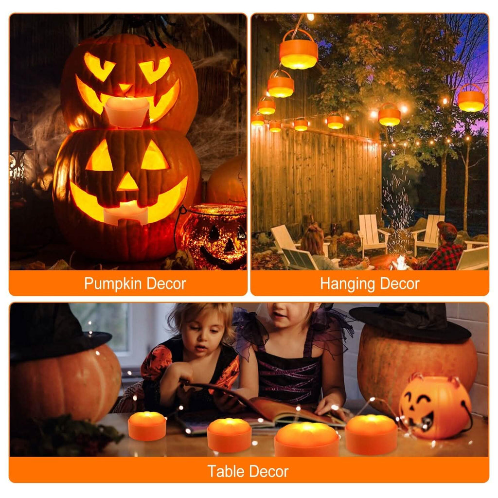 4個セット：ハロウィンLEDパンプキンライト 電池式 2つのライトモード 4つのタイマー設定付き