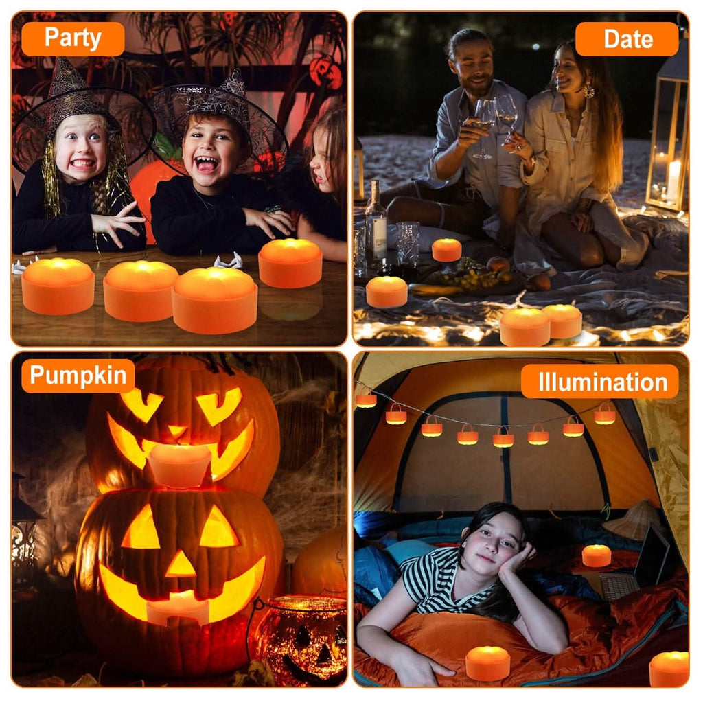 4個セット：ハロウィンLEDパンプキンライト 電池式 2つのライトモード 4つのタイマー設定付き
