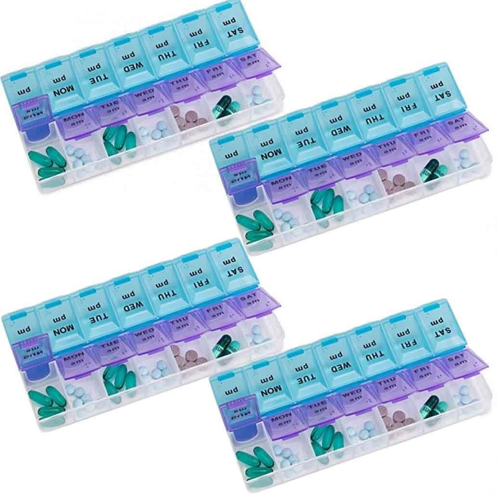 Lot de 4 : Pilulier hebdomadaire MEDca, Deux fois par jour