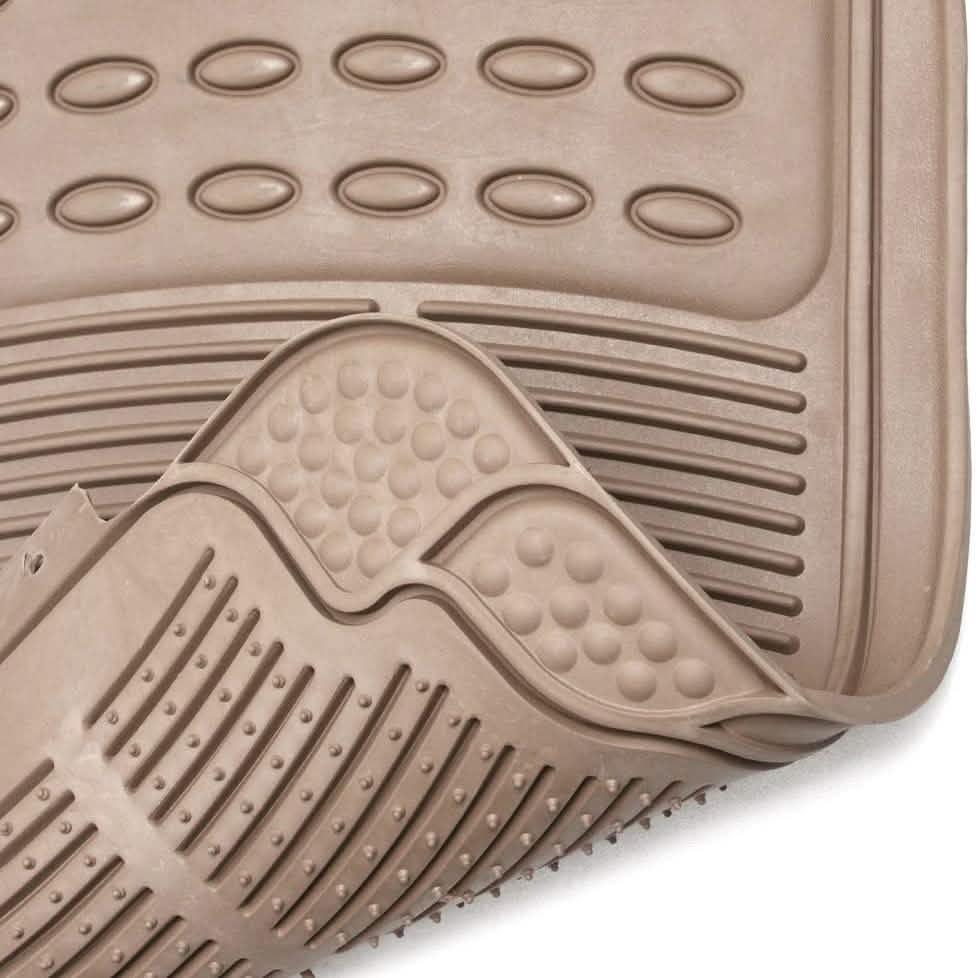 4-Pack: OxGord® Ridged Style 1st & 2nd Row Black Heavy Duty Rubber Floor Mat Set
