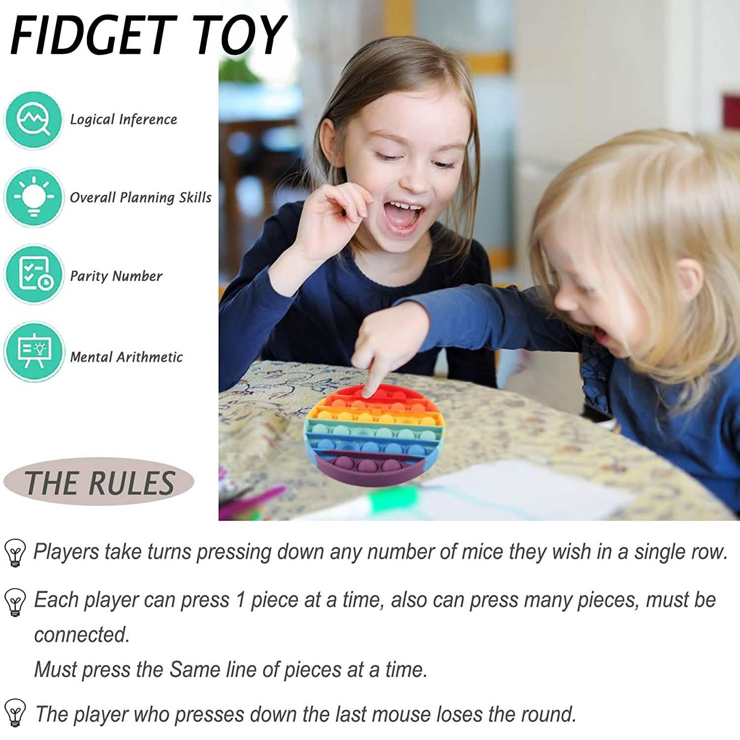 4-Pack: Rainbow Pop-It Bubble Popper