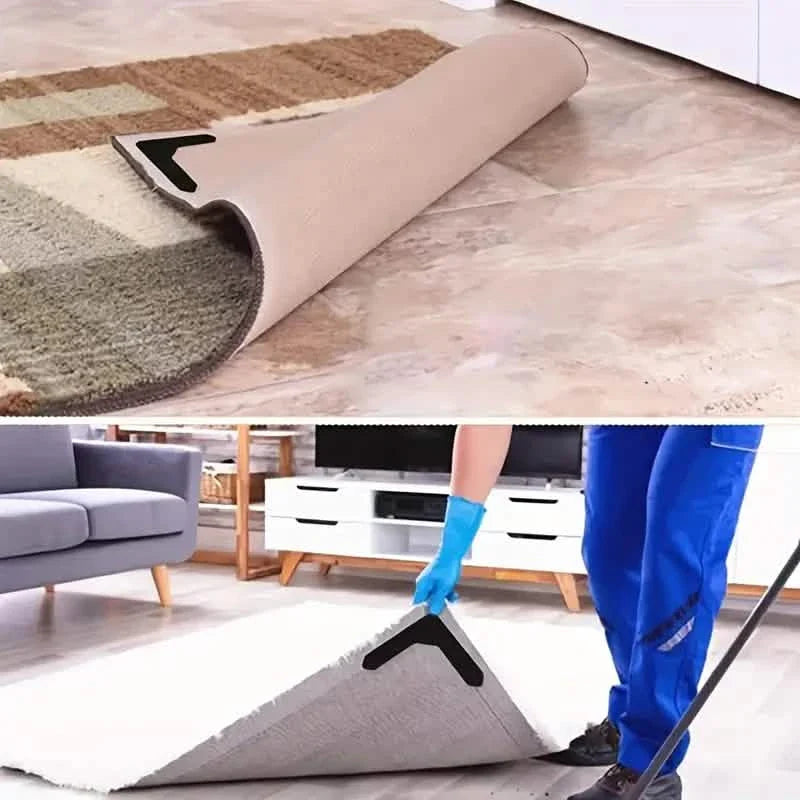 Paquet de 4 : Adhésifs réutilisables antidérapants pour tapis