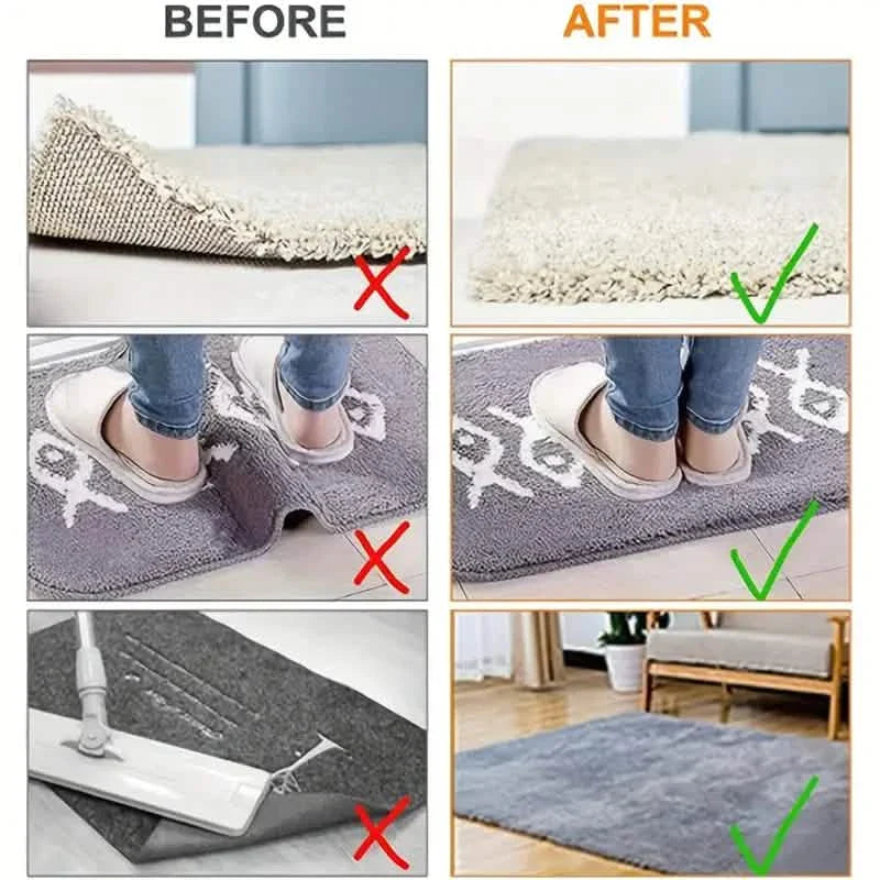 Paquet de 4 : Adhésifs réutilisables antidérapants pour tapis