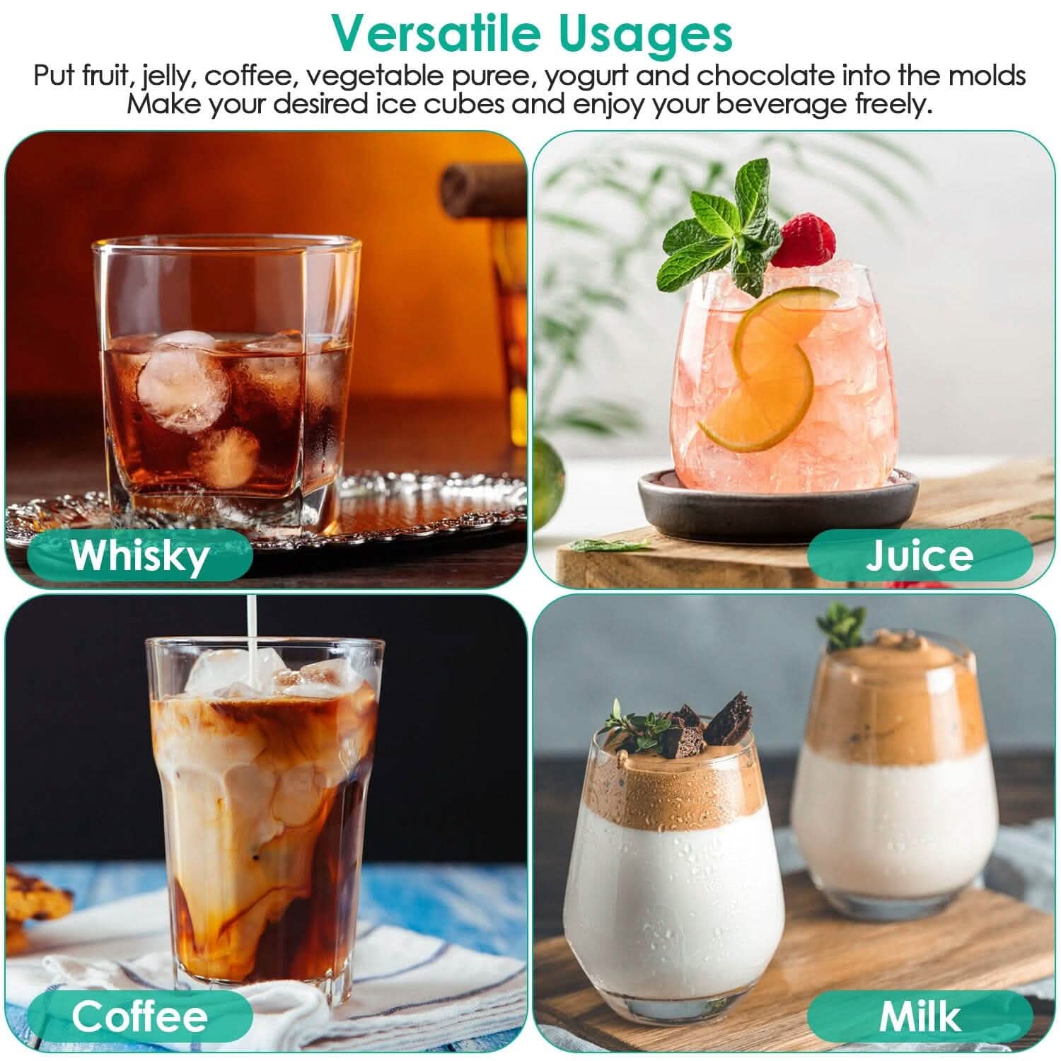 4-Pack: Small Ice Cube Maker Mold with Lid Bin