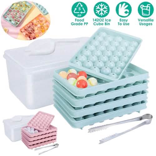 4-Pack: Small Ice Cube Maker Mold with Lid Bin