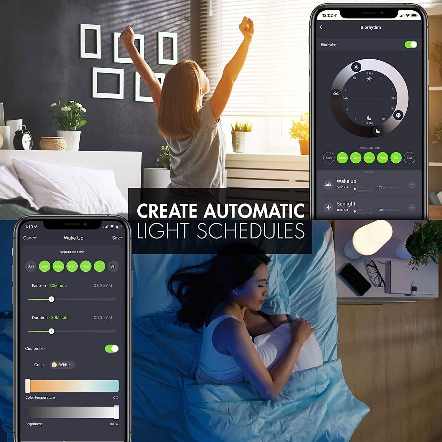 4-Pack: Smart WiFi LED Light Bulb with White and Color Changing Light Bulb