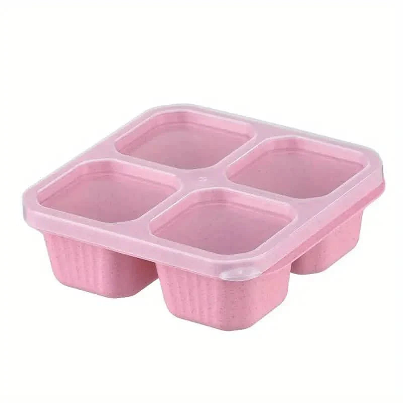4-Pack: Snack Container With 4 Compartments, Divided Bento Lunch Box With Transparent Lids