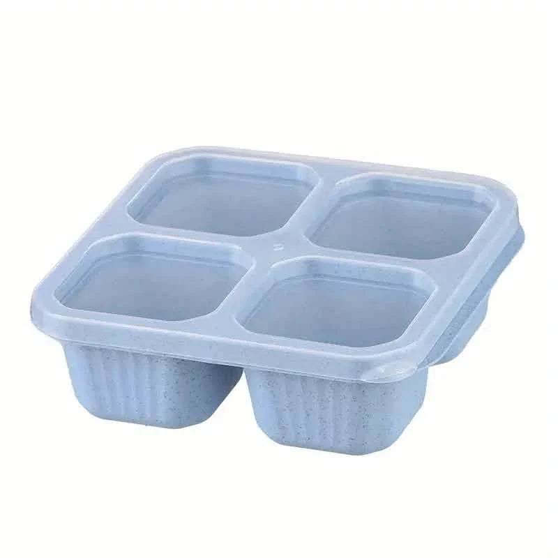4-Pack: Snack Container With 4 Compartments, Divided Bento Lunch Box With Transparent Lids