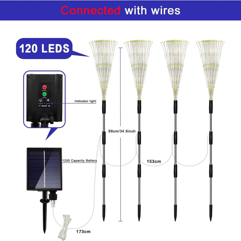 4-Pack: Solar Lights Outdoor, Warm White Garden Lights