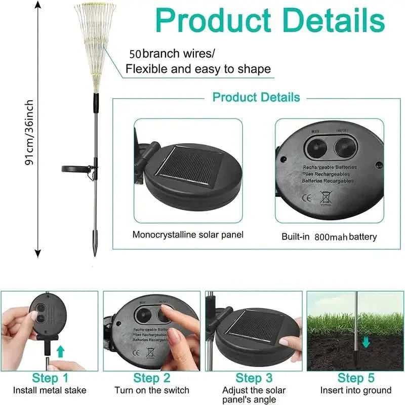 4-Pack: Solar Lights Outdoor, Warm White Garden Lights