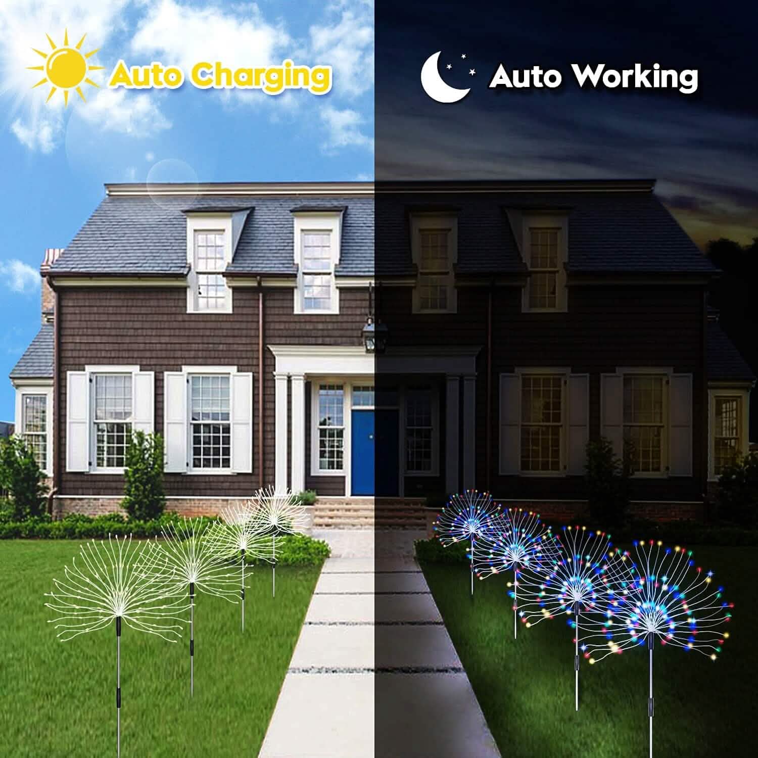 4-Pack: Solar Lights Outdoor, Warm White Garden Lights