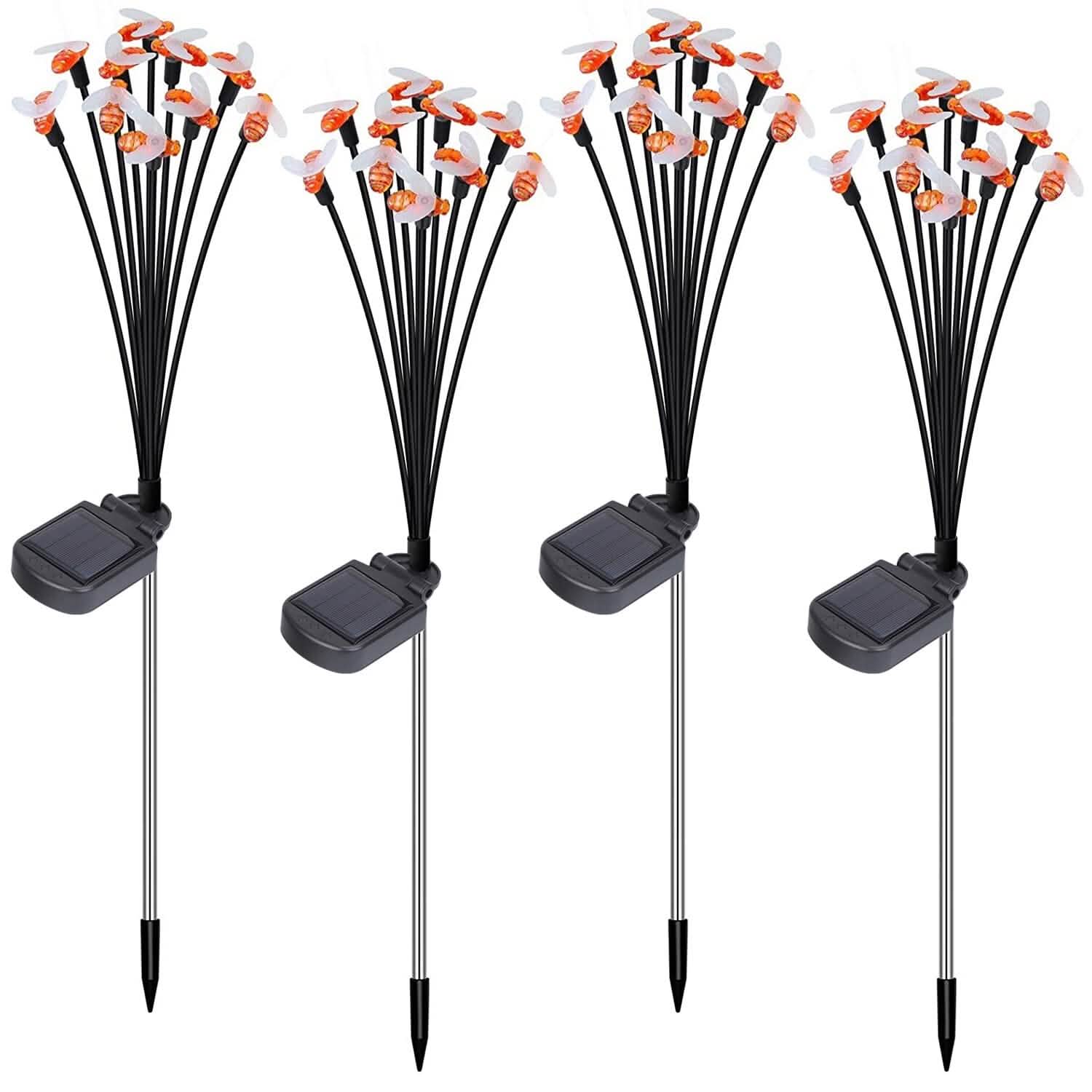4-Pack: Solar Powered Stake Bee Light 2 Lighting Mode Lifelike Firefly
