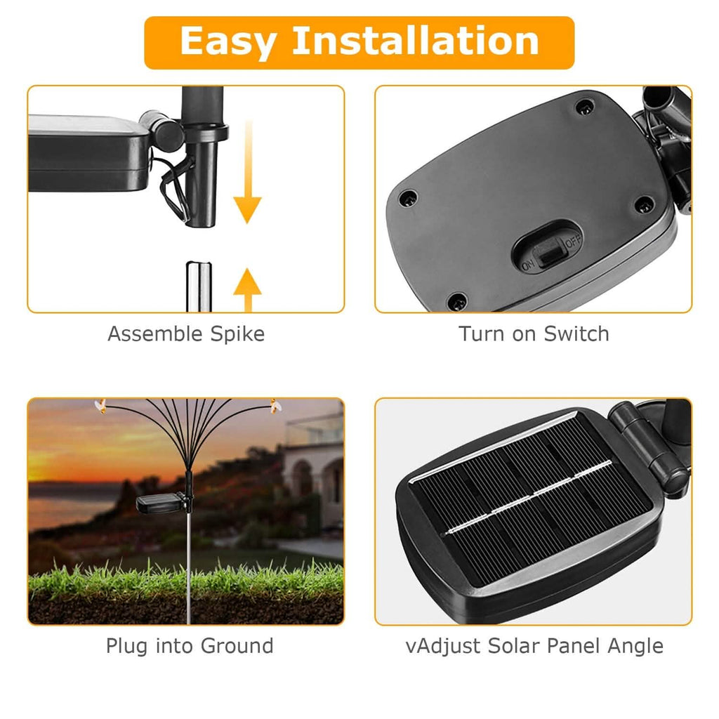 4-Pack: Solar Powered Stake Bee Light 2 Lighting Mode Lifelike Firefly