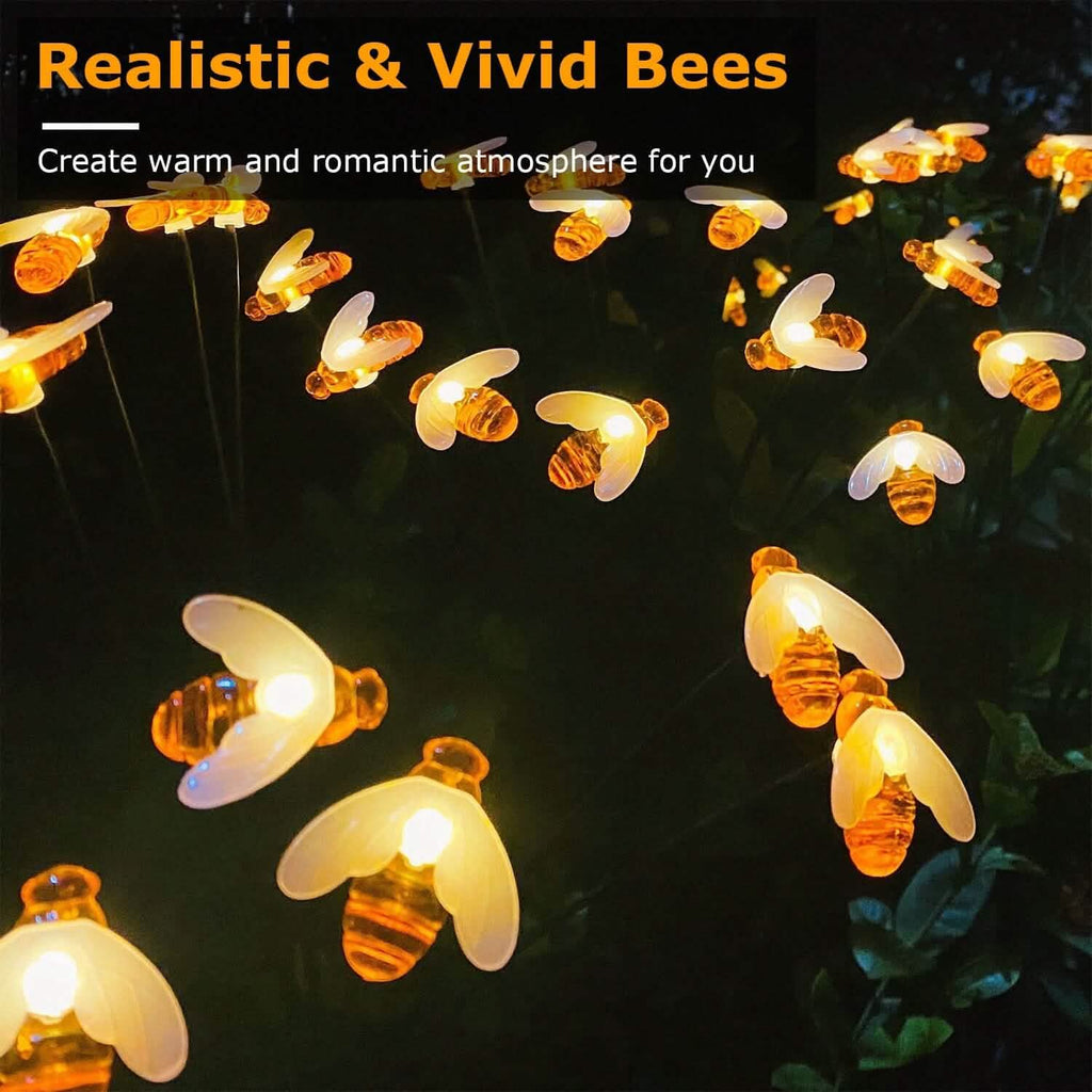 4-Pack: Solar Powered Stake Bee Light 2 Lighting Mode Lifelike Firefly