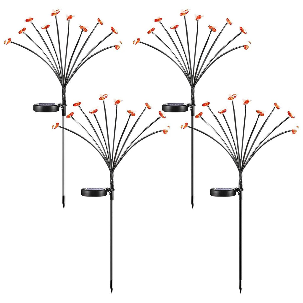 4-Pack: Solar Powered Stake Bee Light 2 Lighting Mode Lifelike Firefly