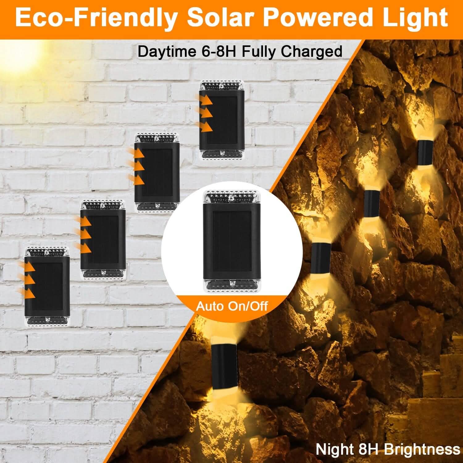 4-Pack: Solar Powered Wall Sconce Light IP55 Rechargeable Optical Sensor Lamp