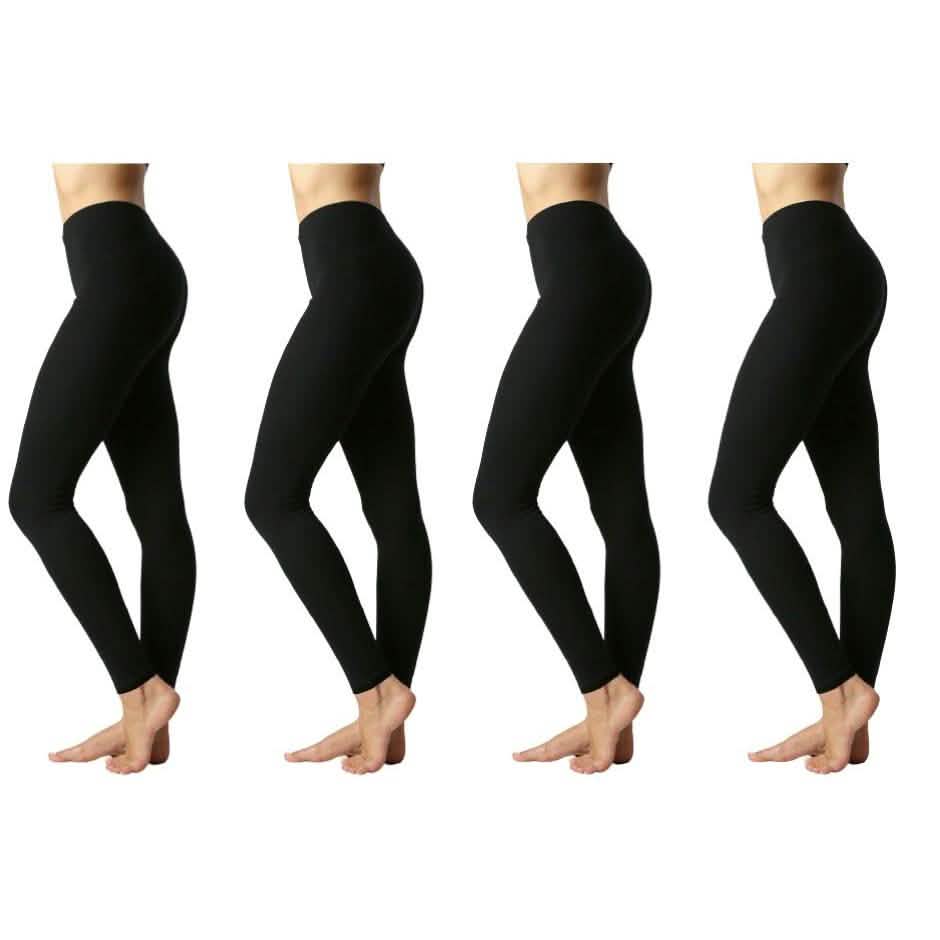 Lot de 4 : Leggings longs en coton de première qualité pour femme
