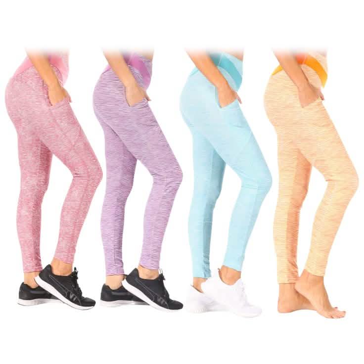 4-Pack: Women's Tummy Control Active Leggings with Pockets