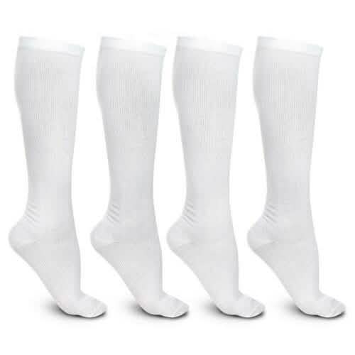 4足セット：白 L/XL コンプレッションソックス ランニングスポーツ用 グラデュエーテッドトラベル