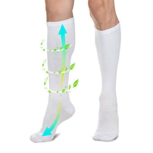 4足セット：白 L/XL コンプレッションソックス ランニングスポーツ用 グラデュエーテッドトラベル