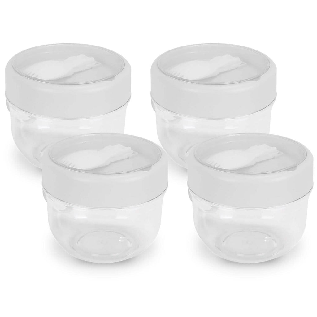 4-Piece: 20 Oz Oat Containers with Lids and Folding Spoons