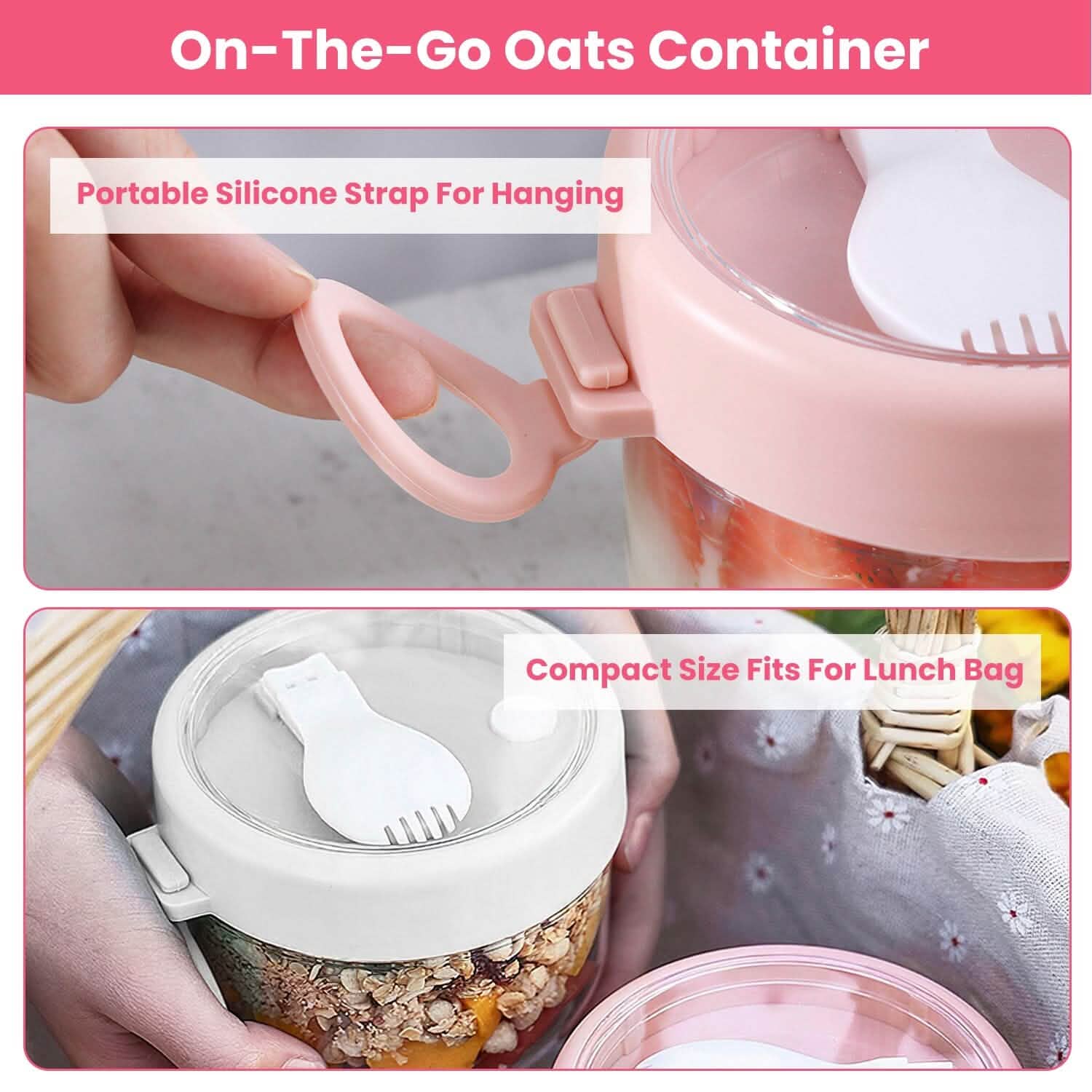 4-Piece: 20 Oz Oat Containers with Lids and Folding Spoons