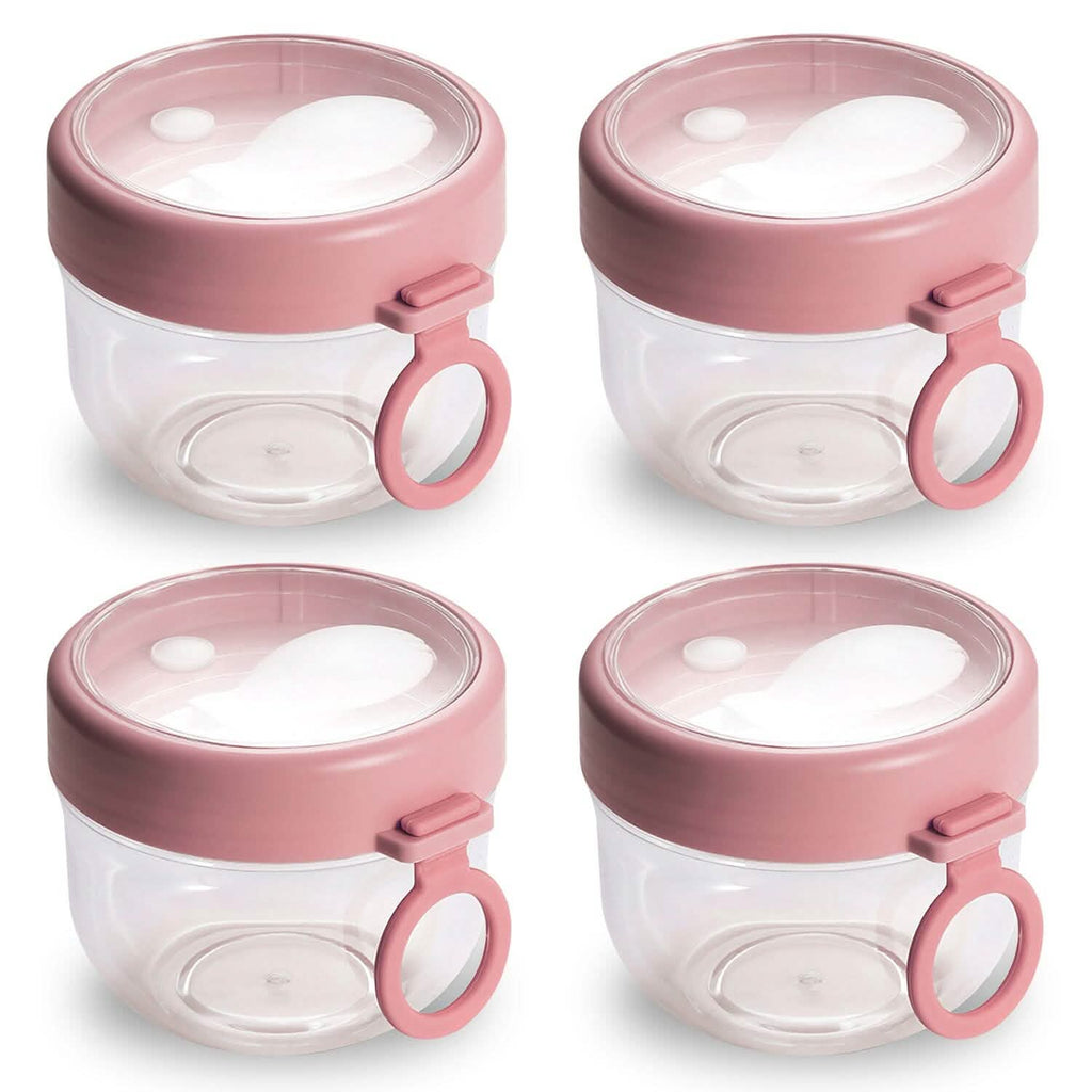 4-Piece: 20 Oz Oat Containers with Lids and Folding Spoons
