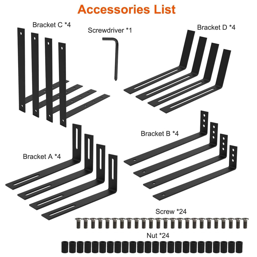 4-Piece: Adjustable Planter Box Brackets